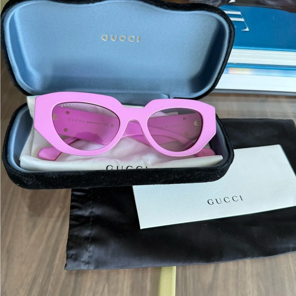 Gucci Pink Cat-Eye Sunglasses with Pink Lenses